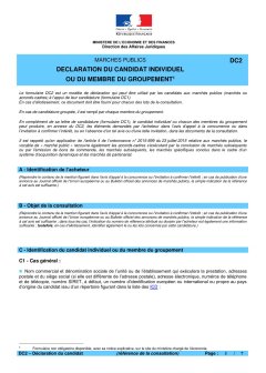 Déclaration du candidat individuel ou du membre du groupement