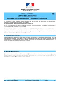 Lettre de candidature designation du mandataire par ses co-traitants