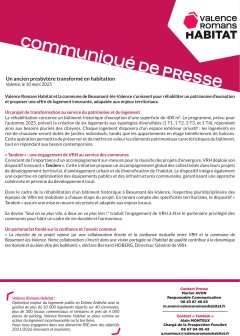 Communiqué de Presse - Partenariat Beaumont-lès-Valence
